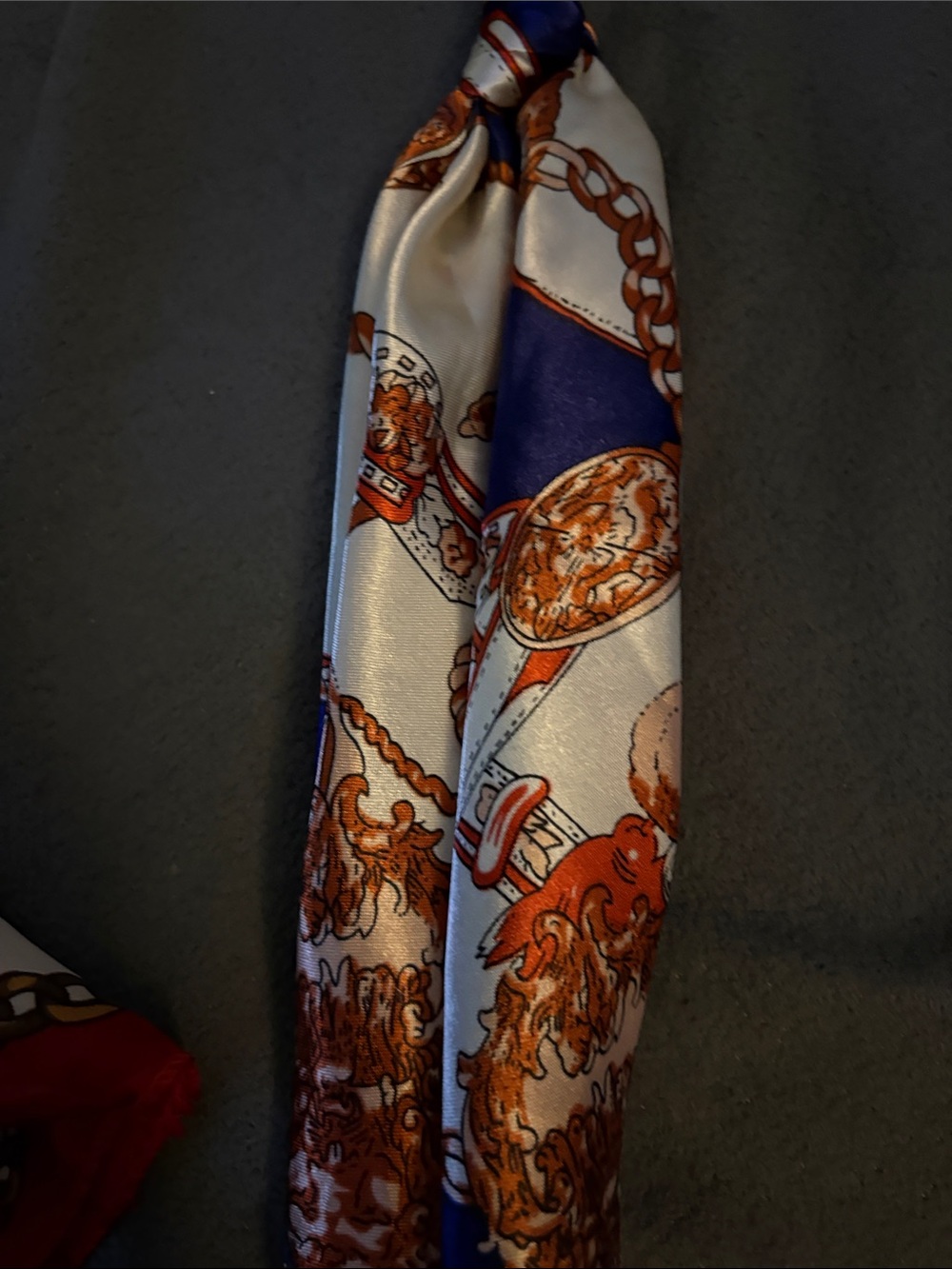 FASHION Silky Chain Print Scarf Keychains - Red & Royal Blue - Picture 3 of 3